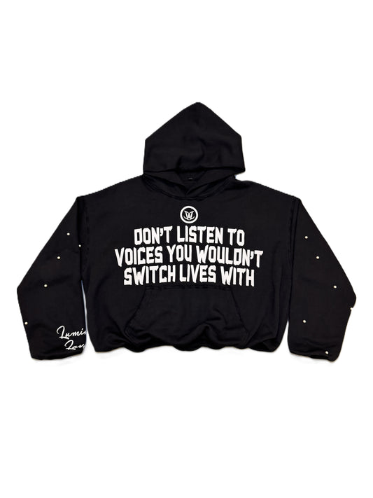 BLACK "SILENT VOICES" HOODIE - Apparel image 1