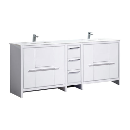 Dolce 84″ Double Sink Modern Bathroom Vanity with Quartz Counter-Top - Home Decor image 1