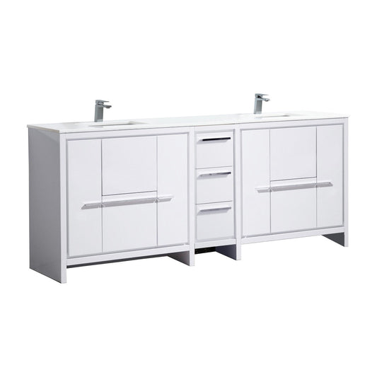 Dolce 84″ Double Sink Modern Bathroom Vanity with Quartz Counter-Top - Home Decor image 1