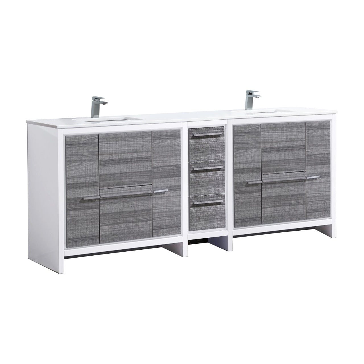 Dolce 84″ Double Sink Modern Bathroom Vanity with Quartz Counter-Top - Home Decor image 5