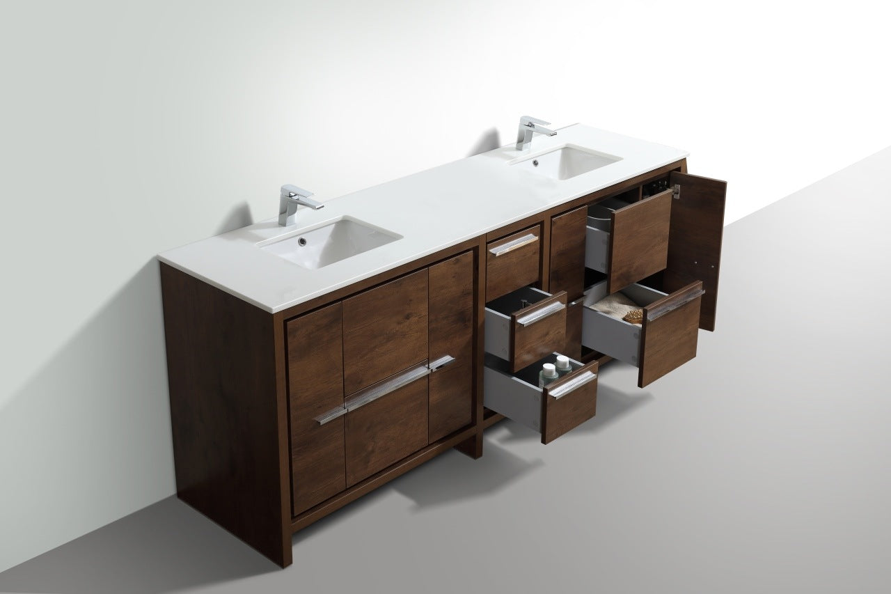 Dolce 84″ Double Sink Modern Bathroom Vanity with Quartz Counter-Top - Home Decor image 6