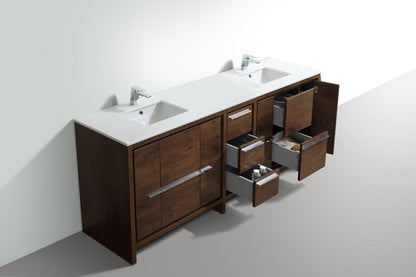 Dolce 84″ Double Sink Modern Bathroom Vanity with Quartz Counter-Top - Home Decor image 6