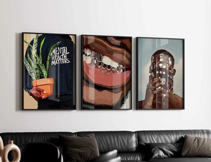 Abstract Black Man Wall Art Set of 12 - Home Decor image 5