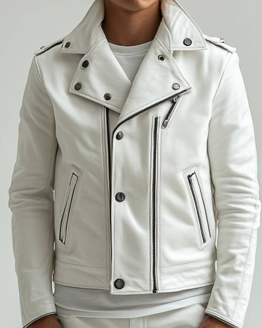 Alfie White Leather Jacket - Leather Jacket for Men White - Apparel image 1