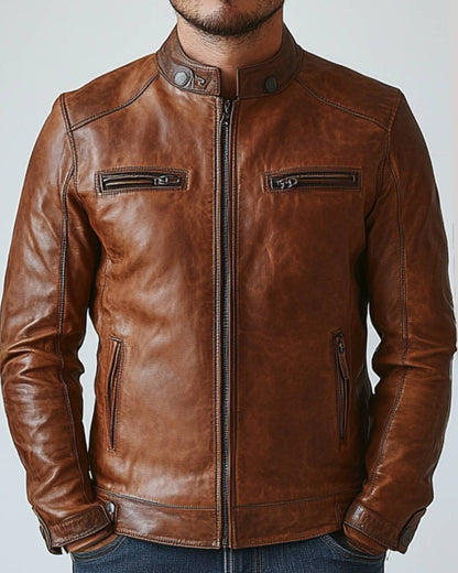 Arthur Brown Leather Jacket - Leather Jacket for Men Brown - Apparel image 1
