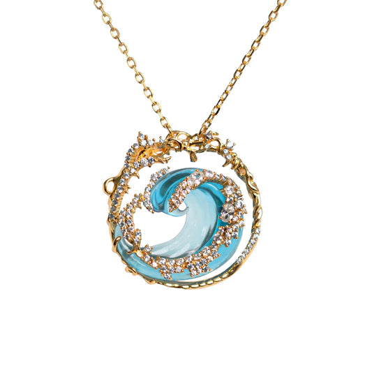 Open box Ambre Azure Wave Necklace