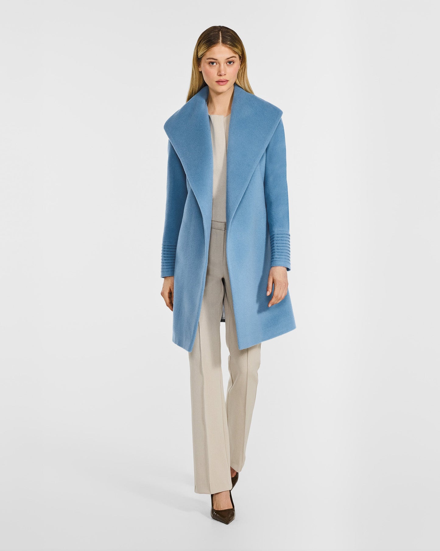 Baby Alpaca Mid Length Shawl Collar Wrap Coat - Misc image 2