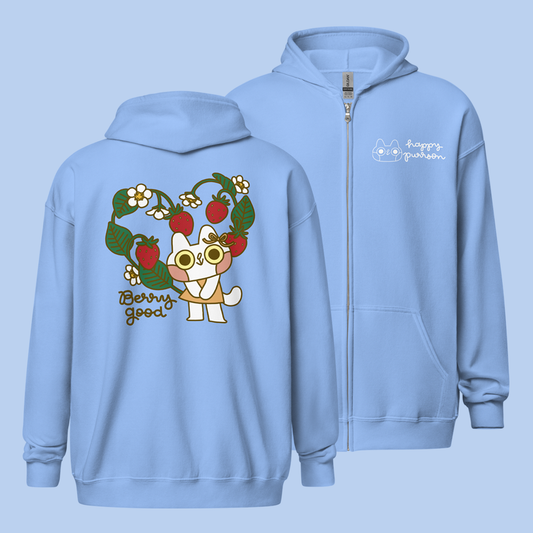 Berry Good Cat Unisex heavy blend zip hoodie in Sky Blue - Apparel image 1