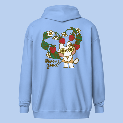Berry Good Cat Unisex heavy blend zip hoodie in Sky Blue - Apparel image 2