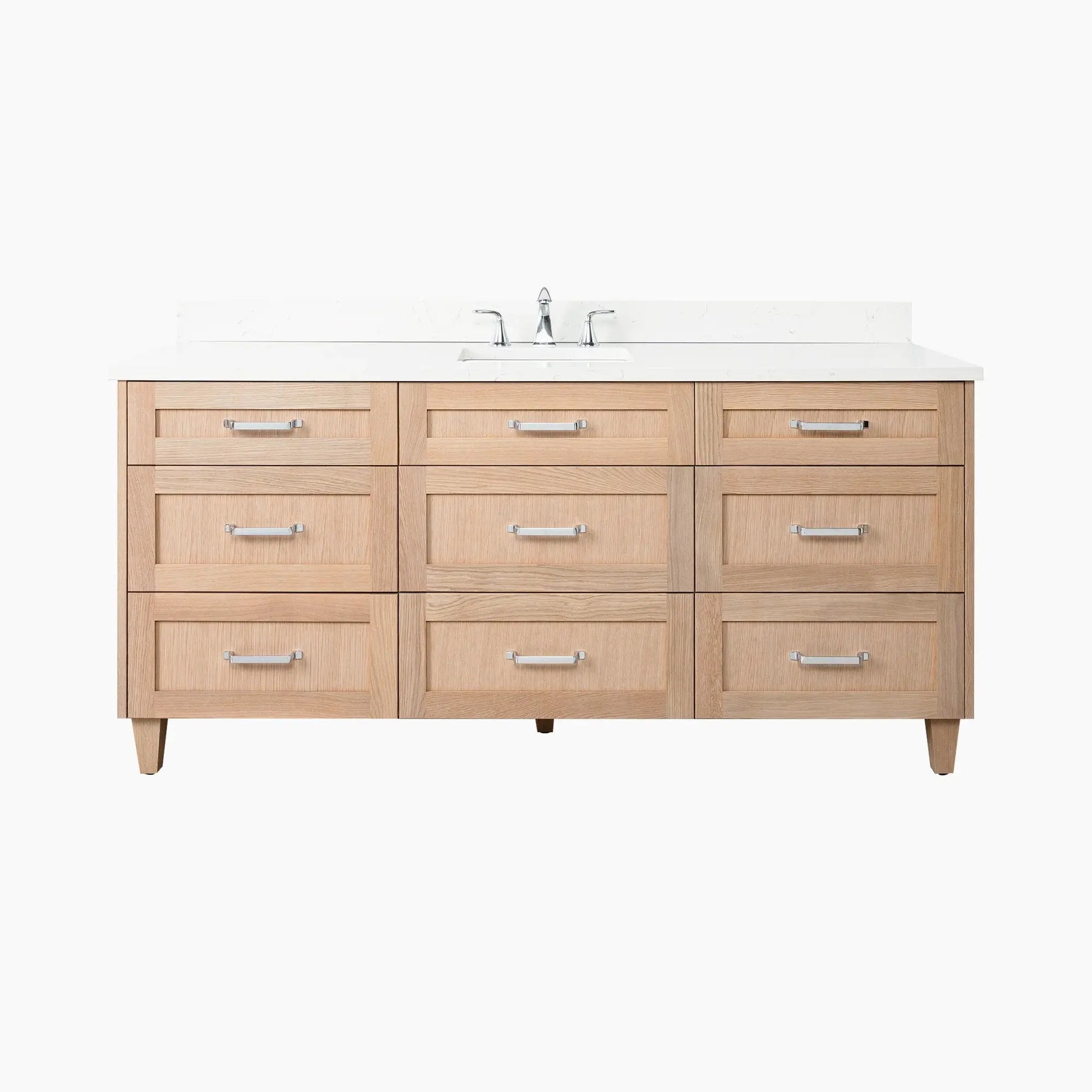 Bridgeport 72" White Oak Bathroom Vanity - All Drawers - Misc image 1