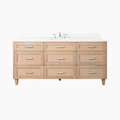 Bridgeport 72" White Oak Bathroom Vanity - All Drawers - Misc image 1