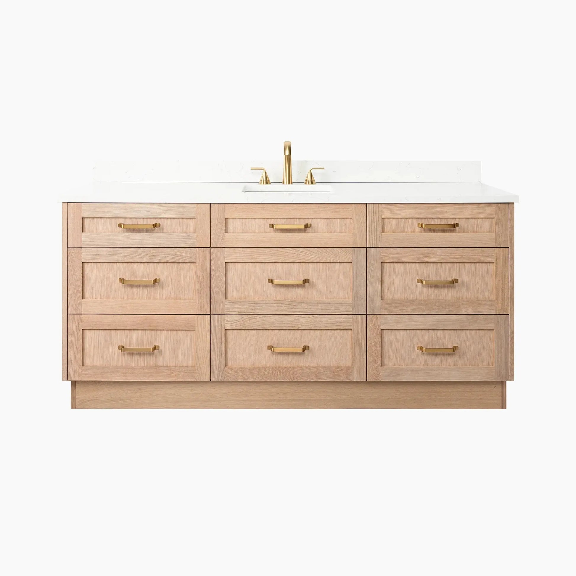 Bridgeport 72" White Oak Bathroom Vanity - All Drawers - Misc image 18