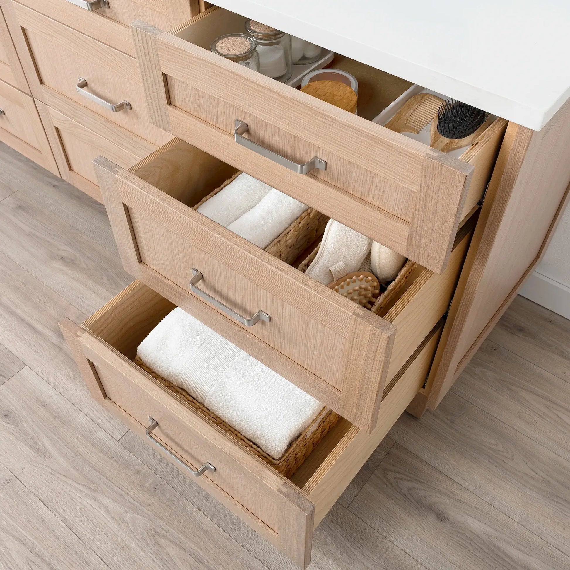 Bridgeport 72" White Oak Bathroom Vanity - All Drawers - Misc image 8