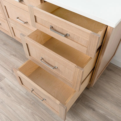 Bridgeport 72" White Oak Bathroom Vanity - All Drawers - Misc image 9