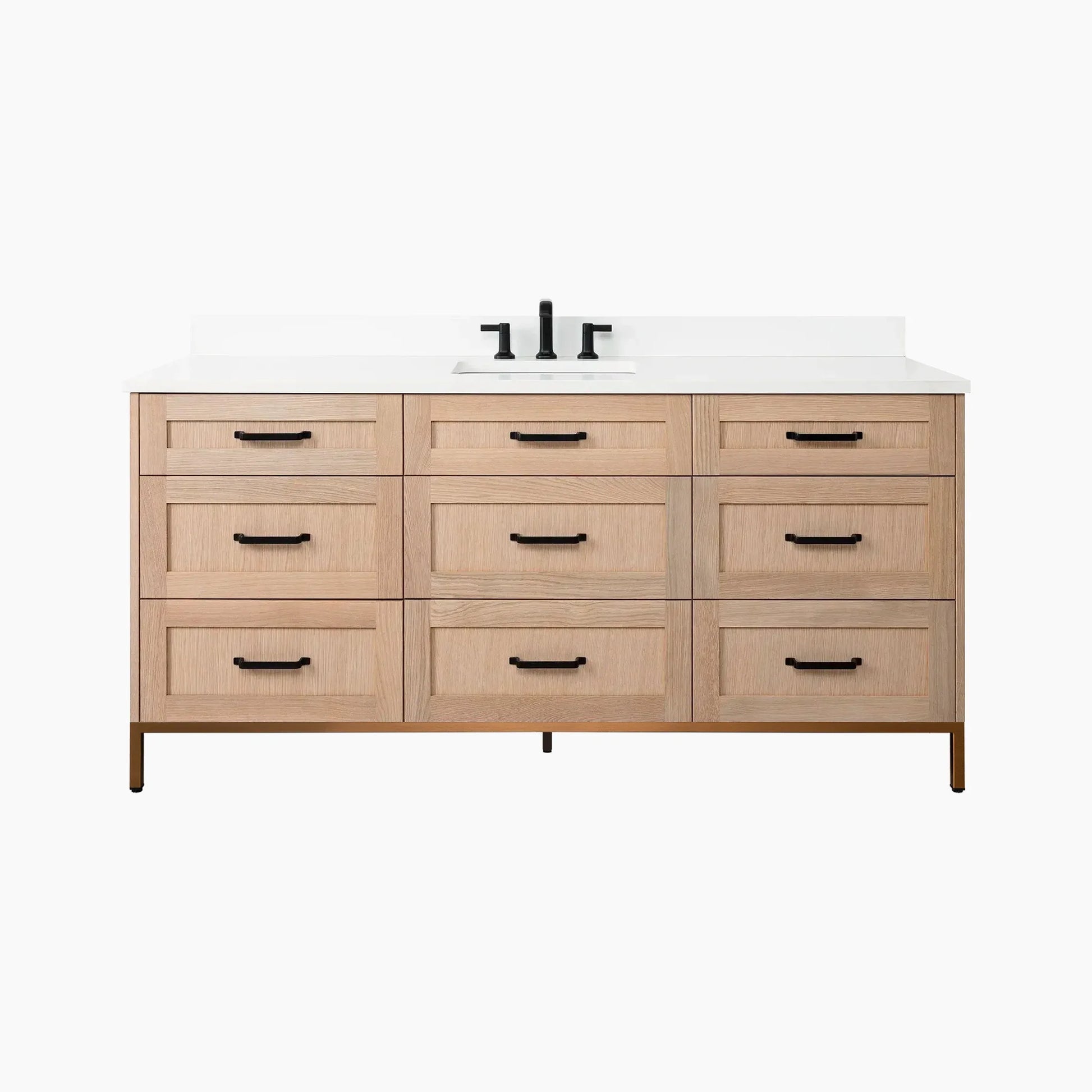 Bridgeport 72" White Oak Bathroom Vanity - All Drawers - Misc image 32