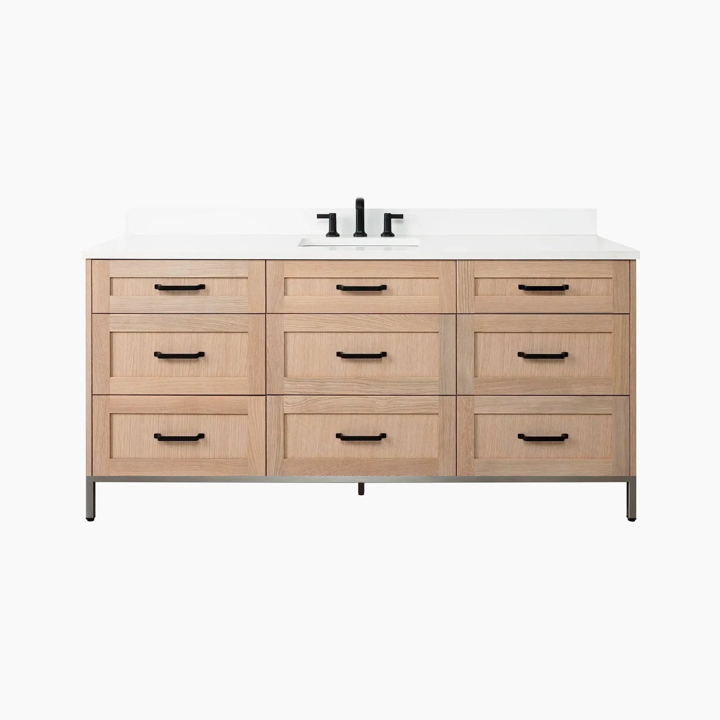Bridgeport 72" White Oak Bathroom Vanity - All Drawers - Misc image 26