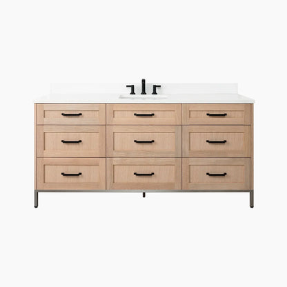 Bridgeport 72" White Oak Bathroom Vanity - All Drawers - Misc image 26