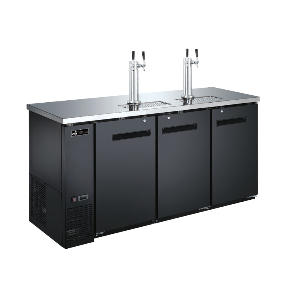 EFI CBBDD3-72CC 73" 3-Keg Solid Door Black Direct Draw Beer Dispenser with 4 Taps - Misc image 1