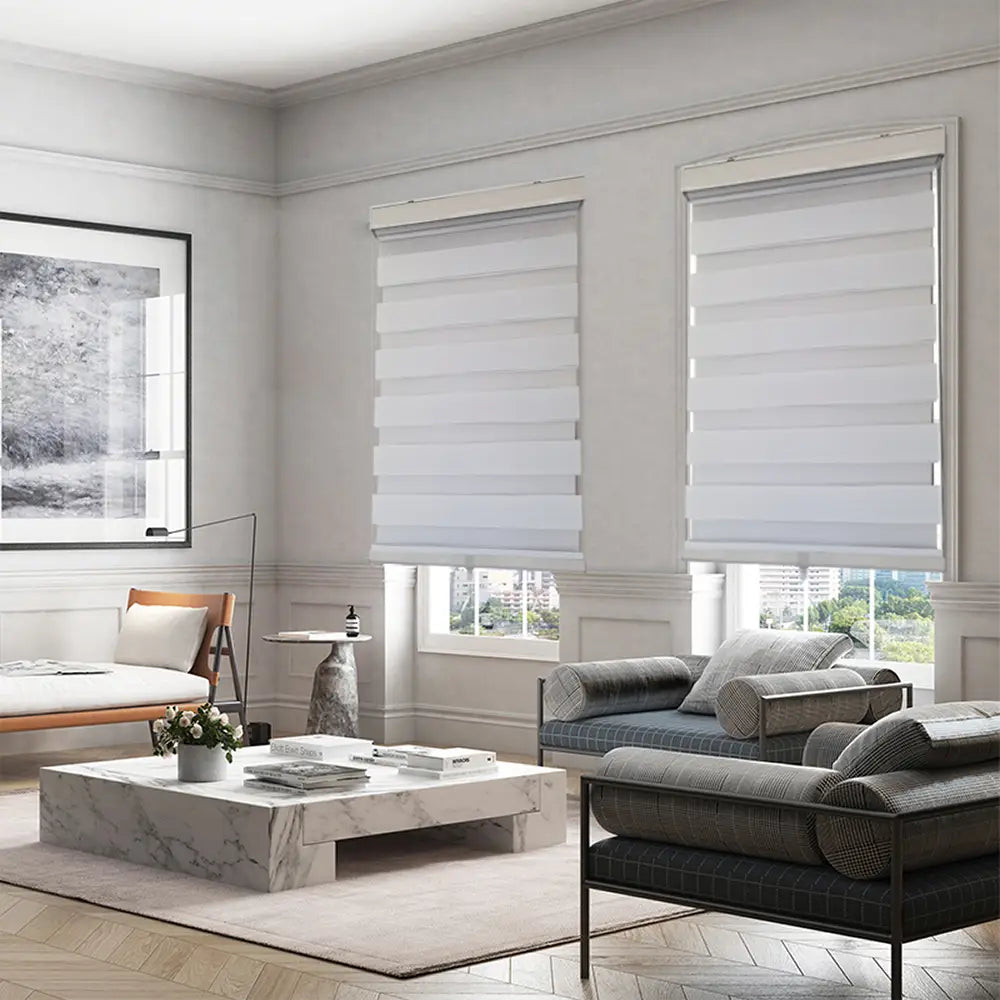 ITY CDNW-1 30 Olivia Stone Cordless Polyester Zebra Day-Night Blind 30"x84" in White - Kitchen & Dining image 2