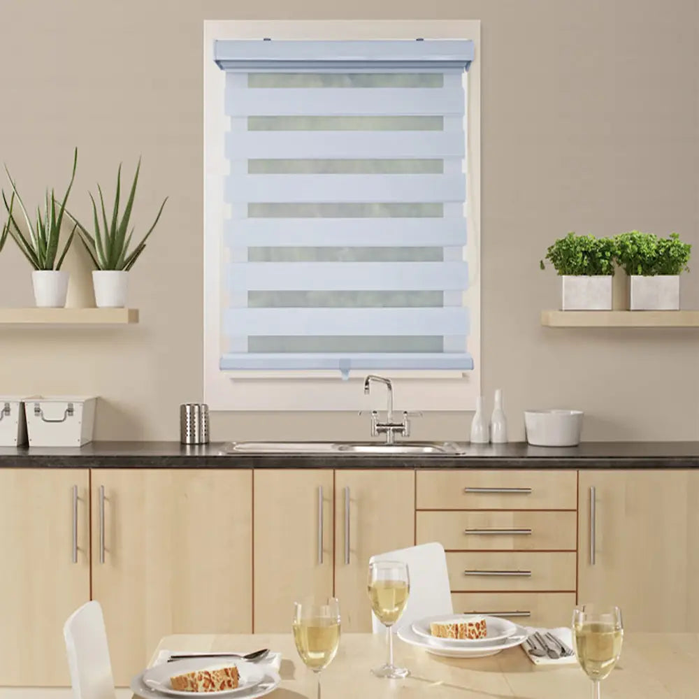 ITY CDNW-1 30 Olivia Stone Cordless Polyester Zebra Day-Night Blind 30"x84" in White - Kitchen & Dining image 3