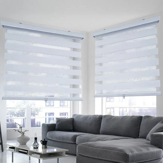 ITY CDNW-1 30 Olivia Stone Cordless Polyester Zebra Day-Night Blind 30"x84" in White - Kitchen & Dining image 1