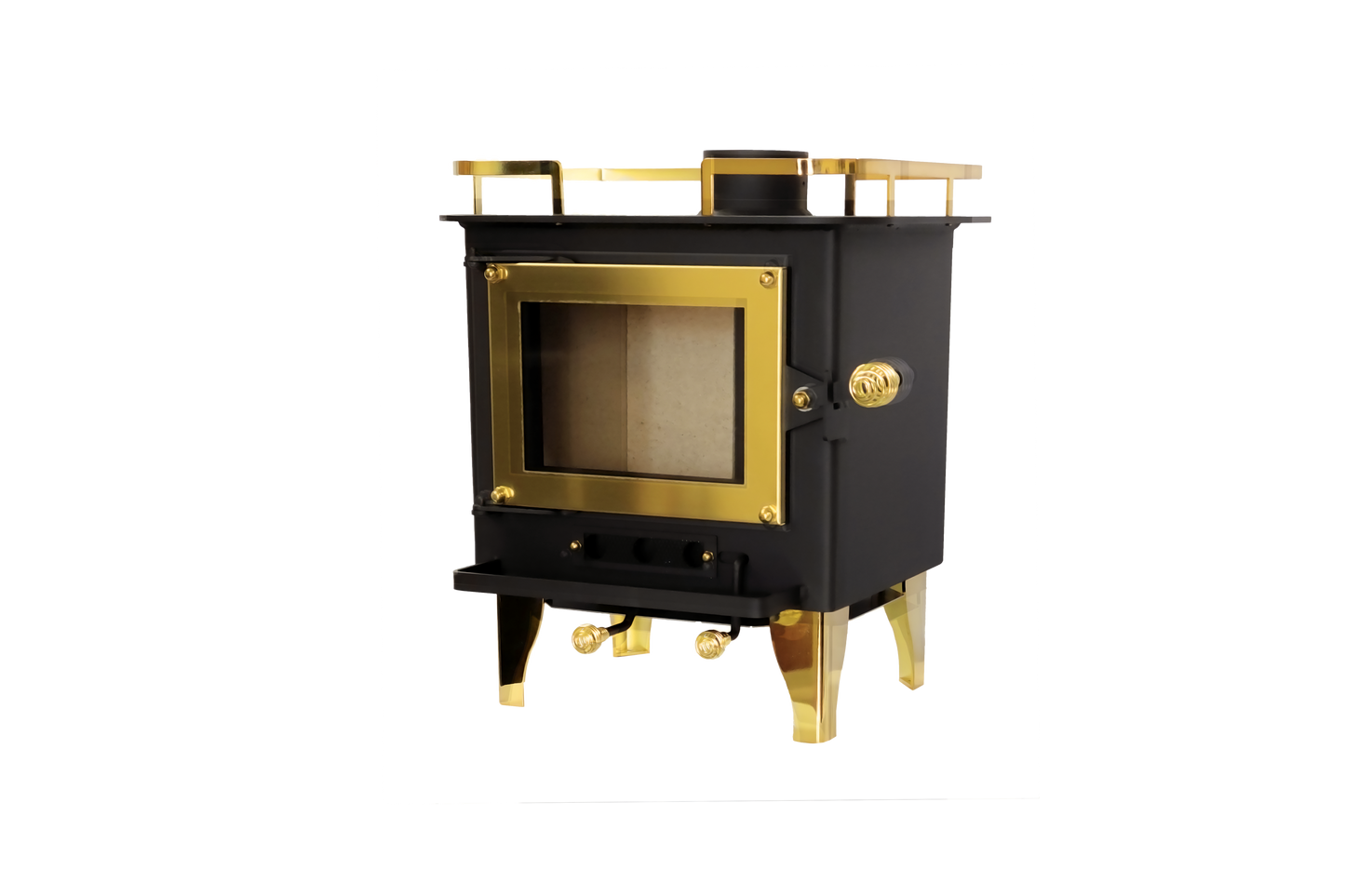 CB-1210-BR Grizzly Cubic Mini Wood Stove Brass - Furniture image 3