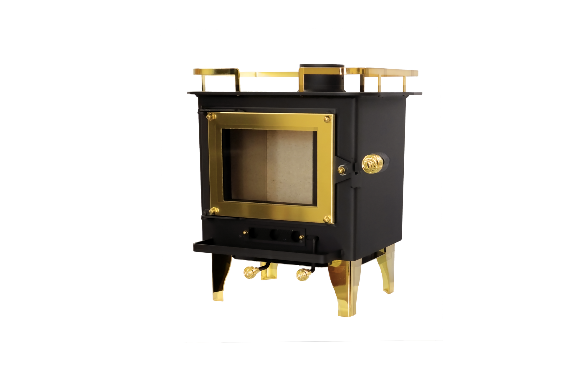 CB-1210-BR Grizzly Cubic Mini Wood Stove Brass - Furniture image 3