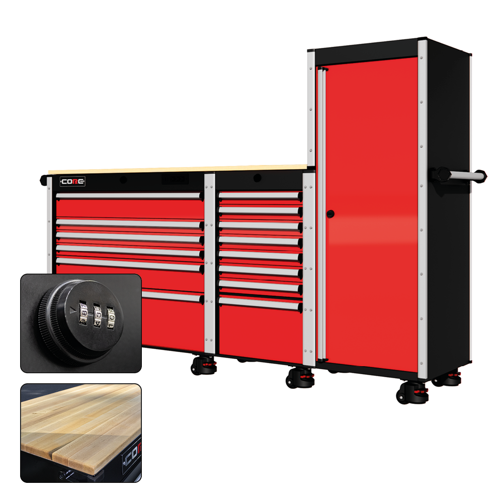88 Series - 13 Drawers with Tall Locker - Silver Handles - Foot Casters - Furniture image 16