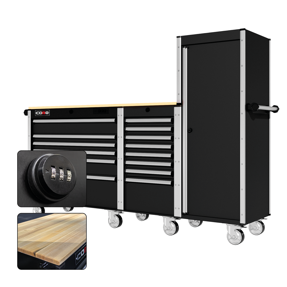 88 Series - 13 Drawers with Tall Locker - Silver Handles - Foot Casters - Furniture image 7