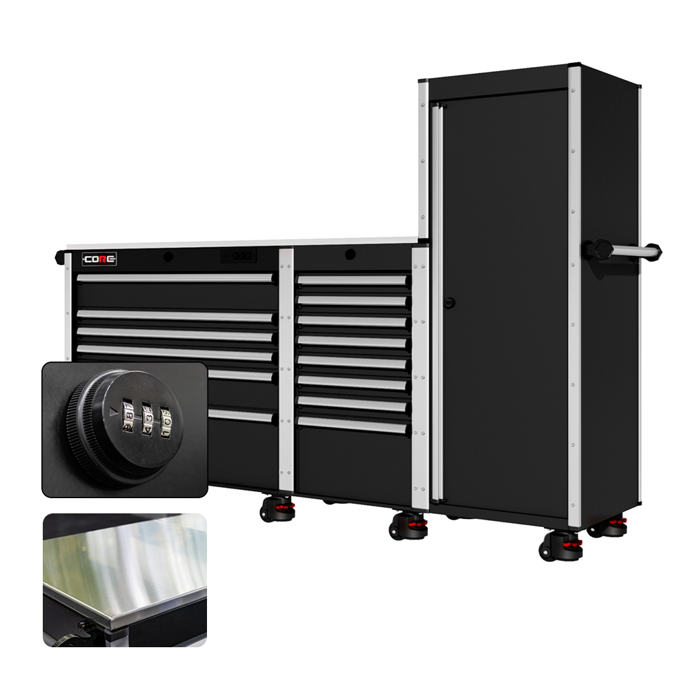 88 Series - 13 Drawers with Tall Locker - Silver Handles - Foot Casters - Furniture image 5