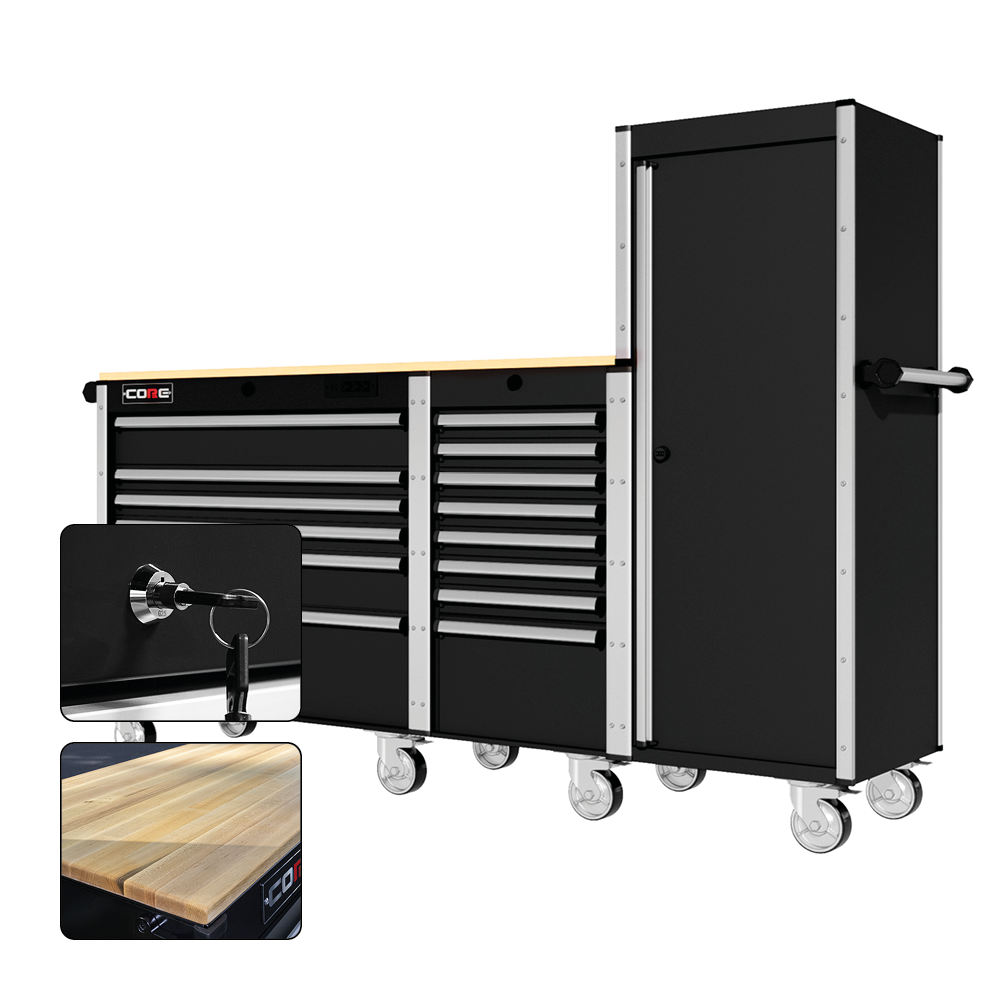 88 Series - 13 Drawers with Tall Locker - Silver Handles - Foot Casters - Furniture image 6