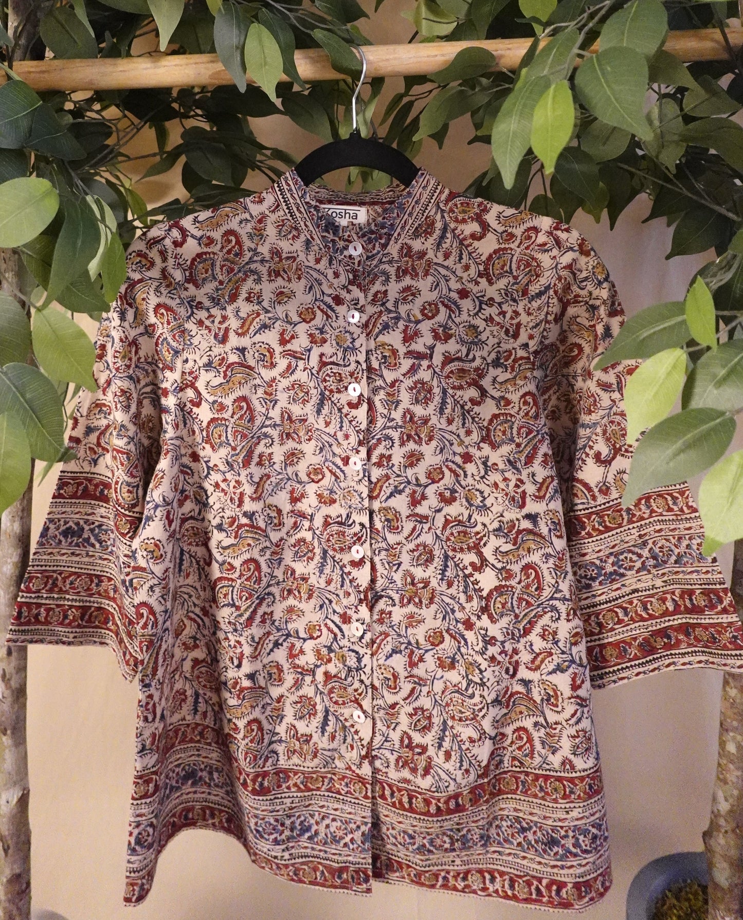 Ruby Blossom Mandarin Collar Shirt - Bedding image 1