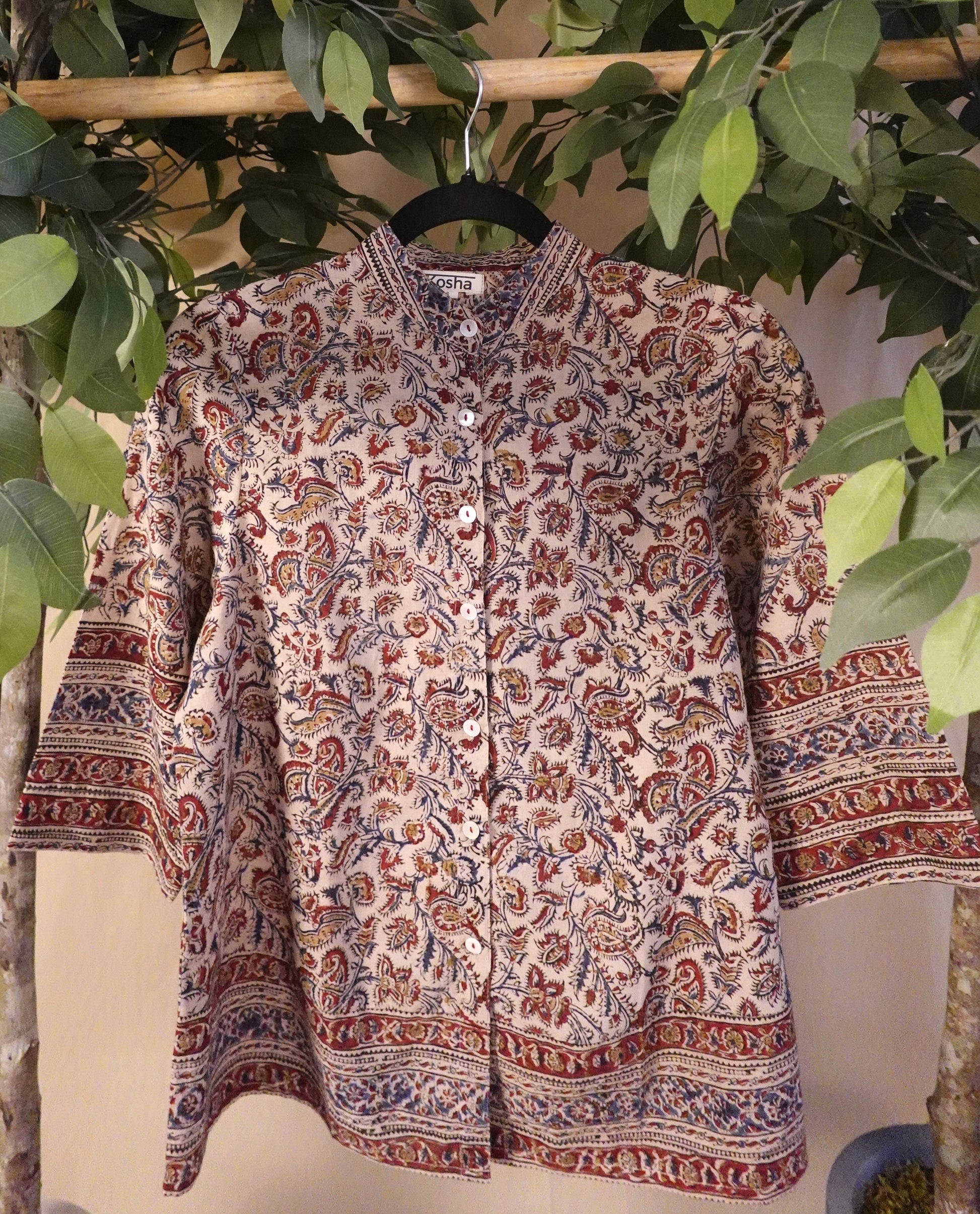 Ruby Blossom Mandarin Collar Shirt - Bedding image 1