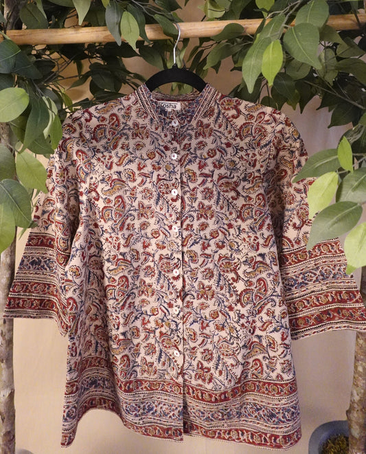 Ruby Blossom Mandarin Collar Shirt - Bedding image 1