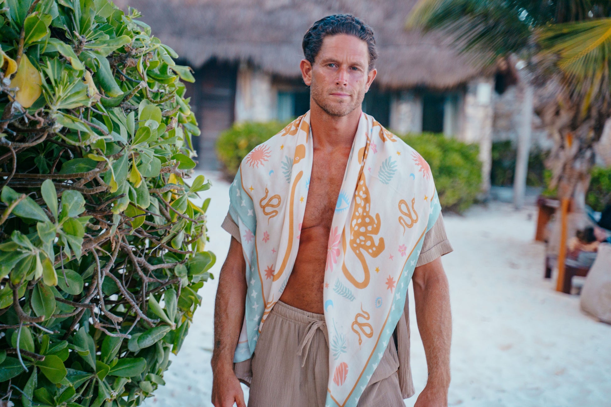 Men's Cotton Lounge Set – Mao Collar Shirt & Shorts - Misc image 6