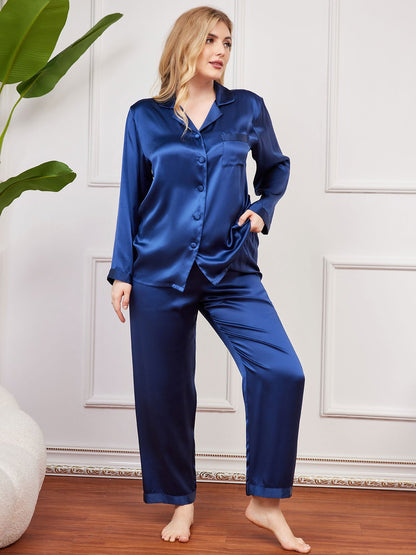 Plus Size Pure Silk Button-Up Women’s Pajamas - Misc image 5