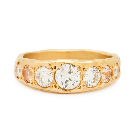 Diamond and Blush Sapphire Tapered Ring - Misc image 1