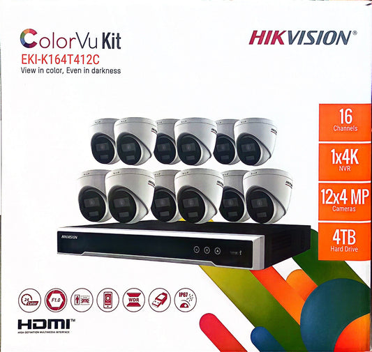 Hikvision EKI-K164T412C 16-Channel 8MP NVR with 4TB HDD & 12 ColorVu 4MP Night Vision Turret Cameras Kit - Kitchen & Dining image 1