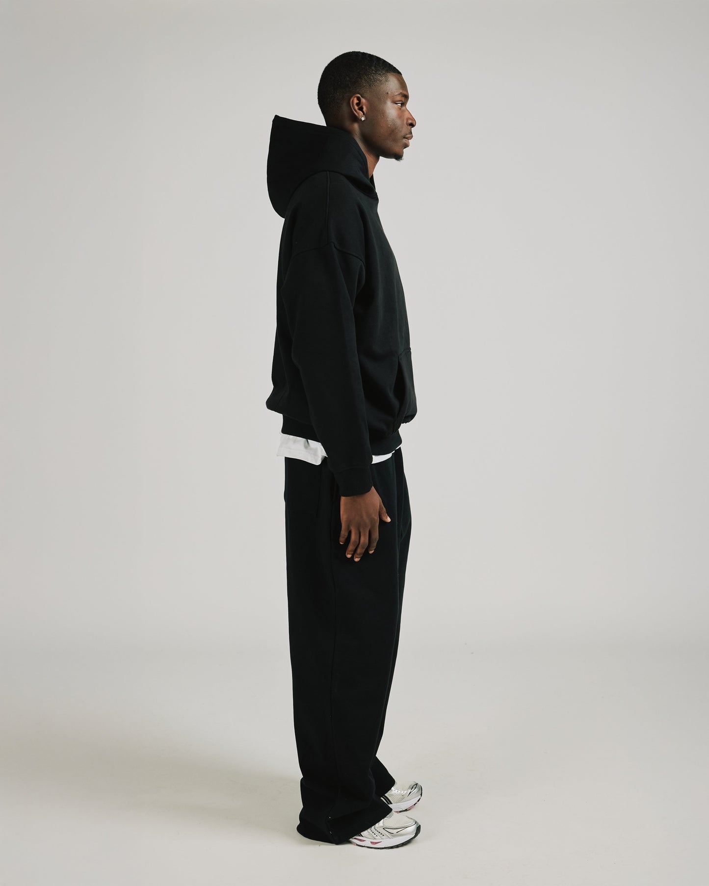 Drop Shoulder Hoodie - Black - Apparel image 3