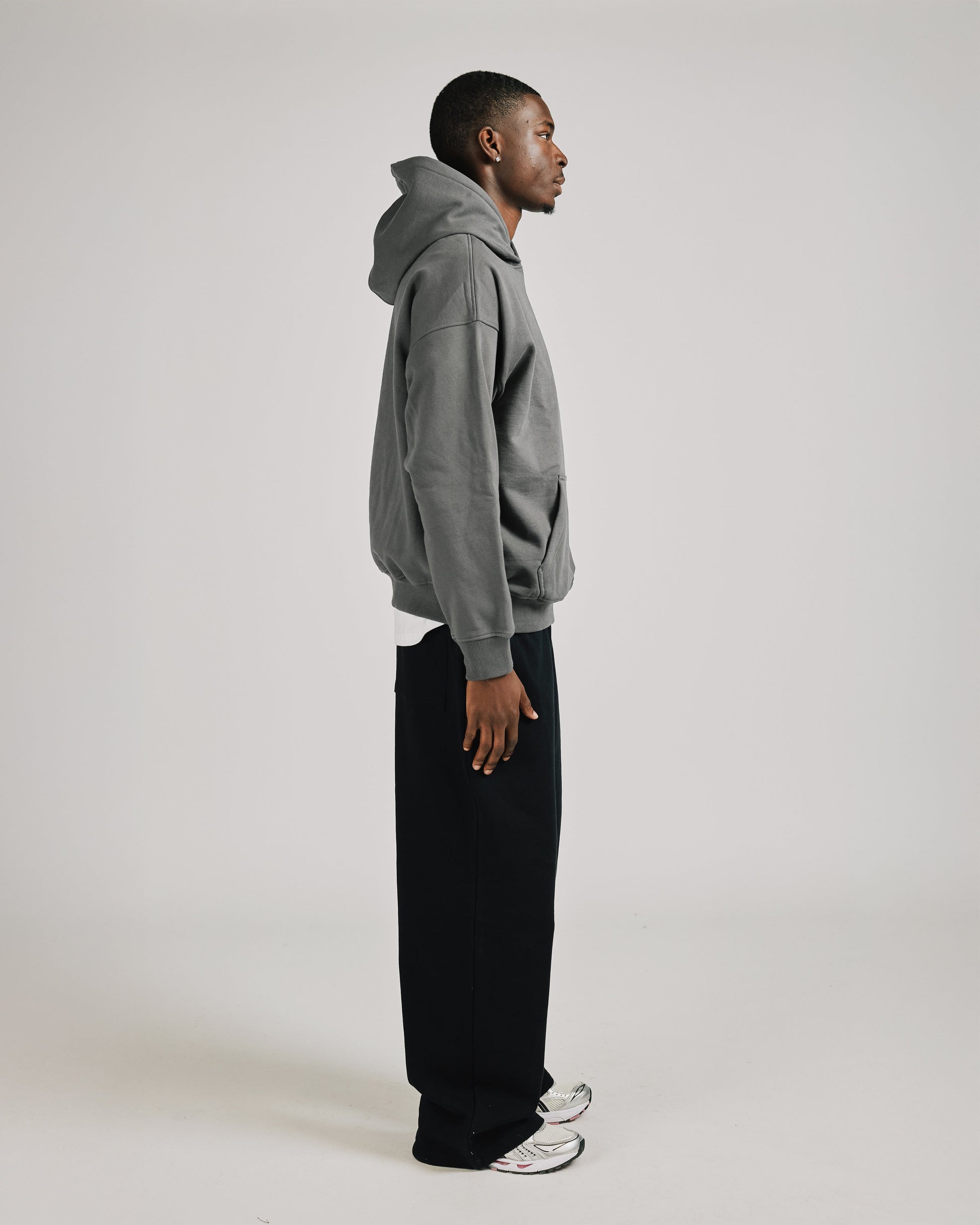 Drop Shoulder Hoodie - Charcoal - Apparel image 3