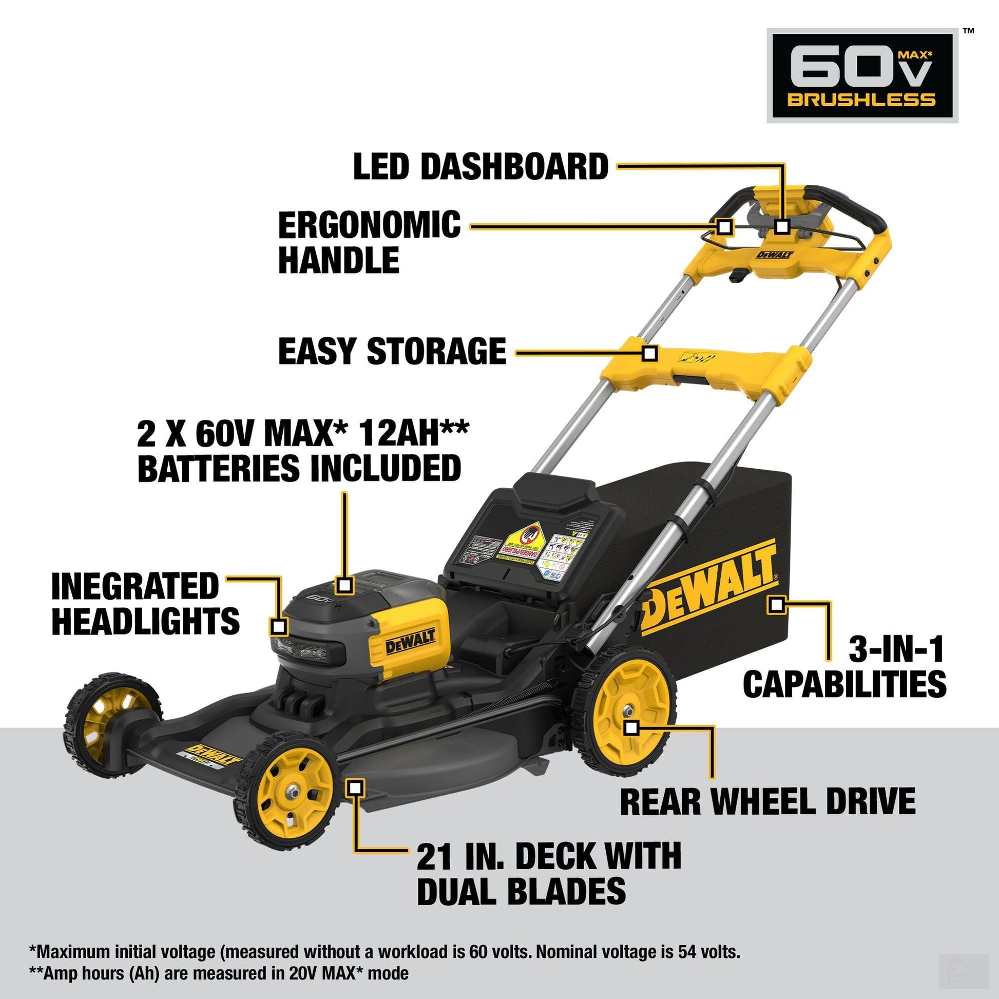 Dewalt 60V MAX* 21 in. Cordless Brushless RWD Self-Propelled Mower Kit (DCMWSP700Y2-CA) - Accessories image 3