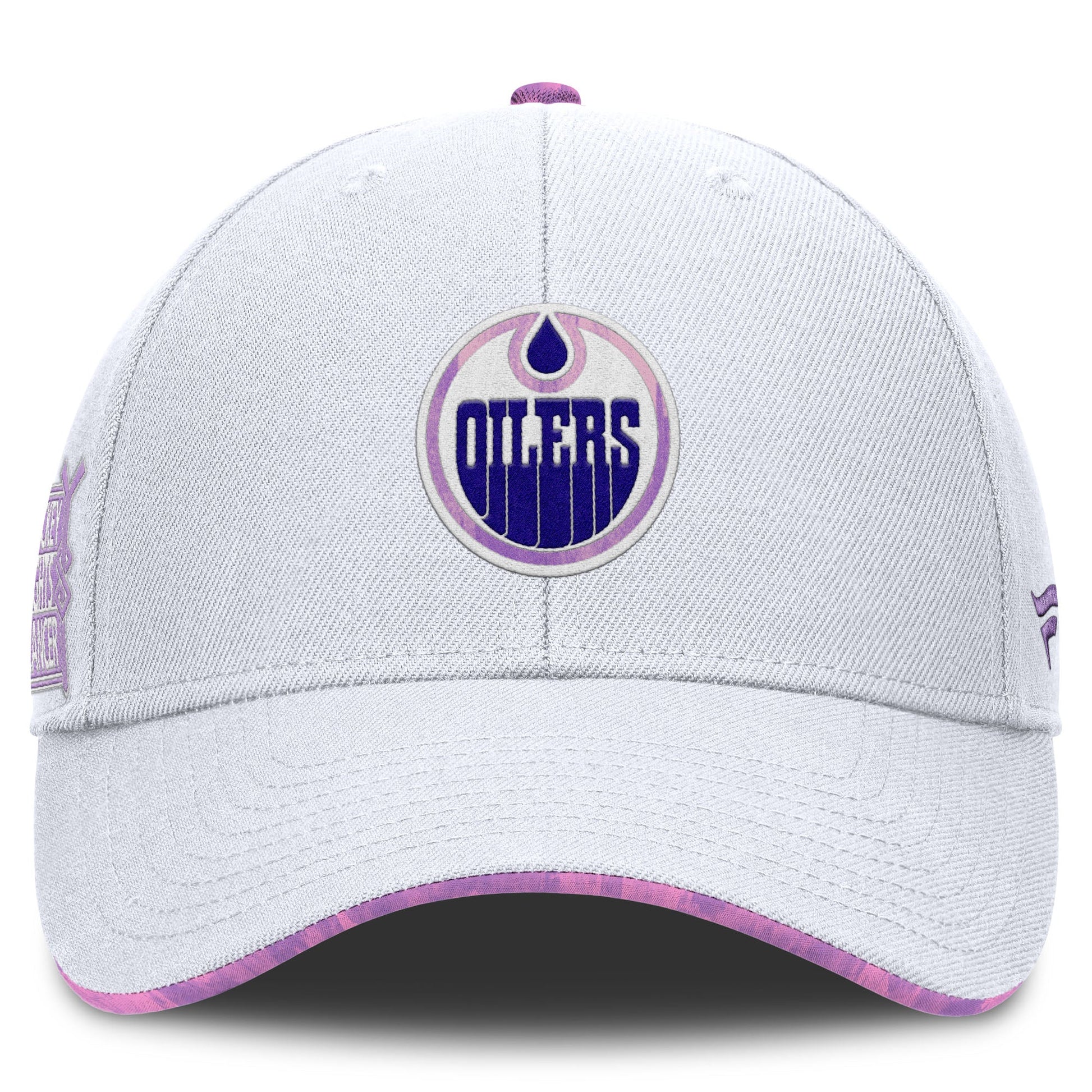 Edmonton Oilers 2024-25 Fanatics White Authentic Pro Hockey Fights Cancer Snapback Hat - Misc image 2