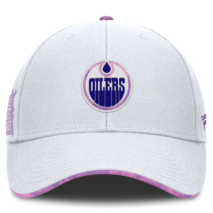 Edmonton Oilers 2024-25 Fanatics White Authentic Pro Hockey Fights Cancer Snapback Hat - Misc image 2