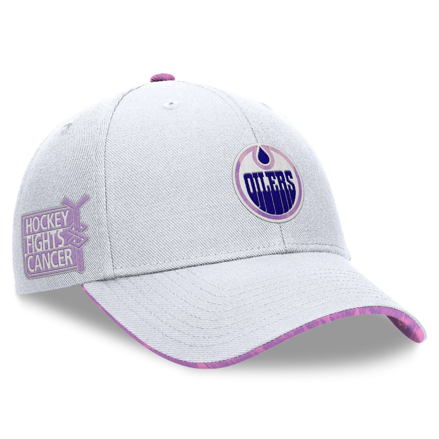 Edmonton Oilers 2024-25 Fanatics White Authentic Pro Hockey Fights Cancer Snapback Hat - Misc image 3