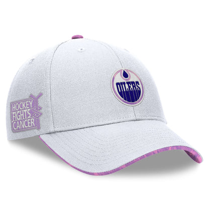 Edmonton Oilers 2024-25 Fanatics White Authentic Pro Hockey Fights Cancer Snapback Hat - Misc image 3