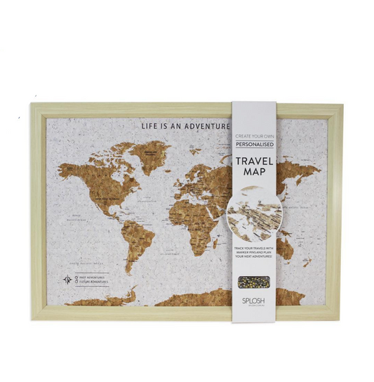 FRAMED CORK BOARD - World Travel Map - Jewelry image 1