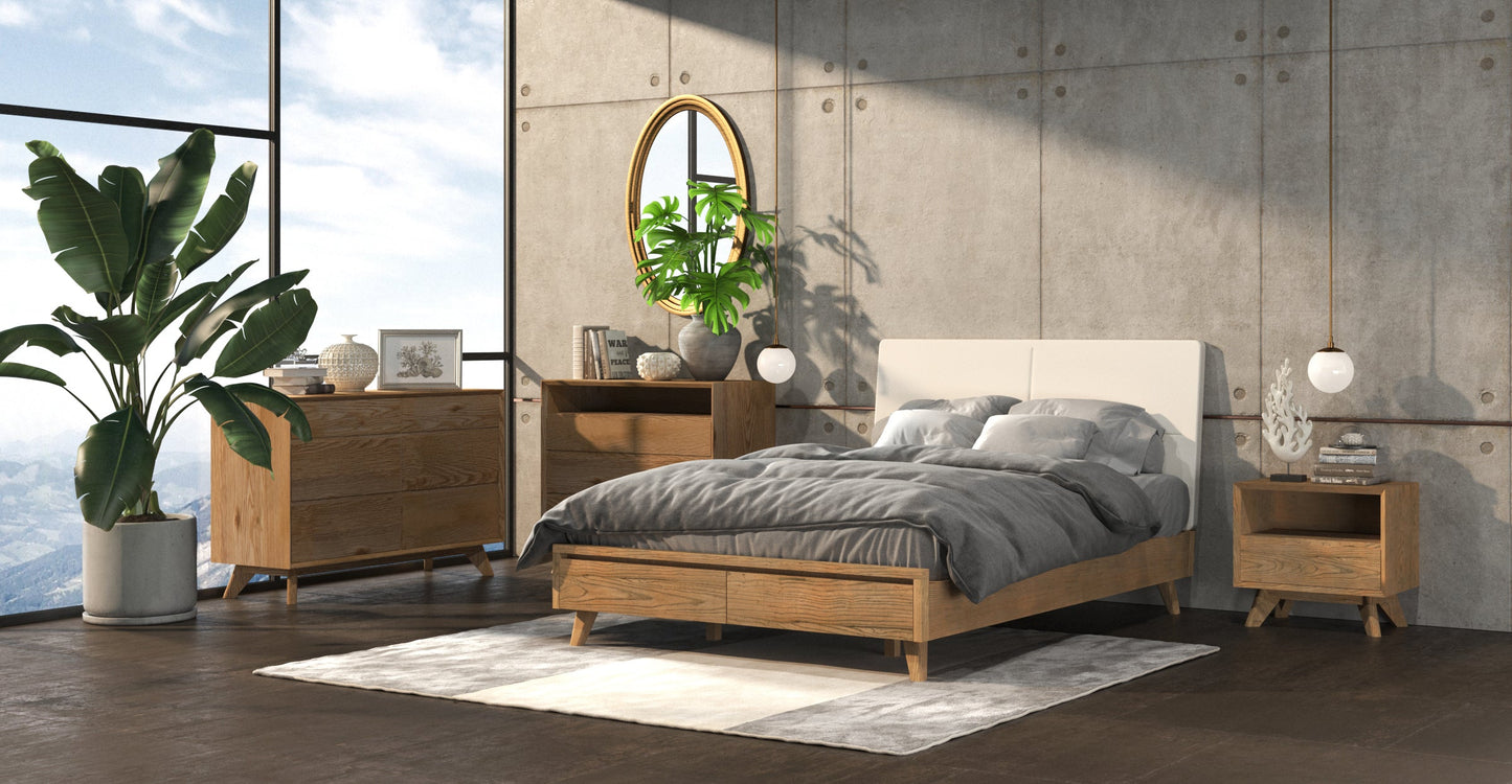 Mattia - Leather White Oak Bed - Furniture image 18