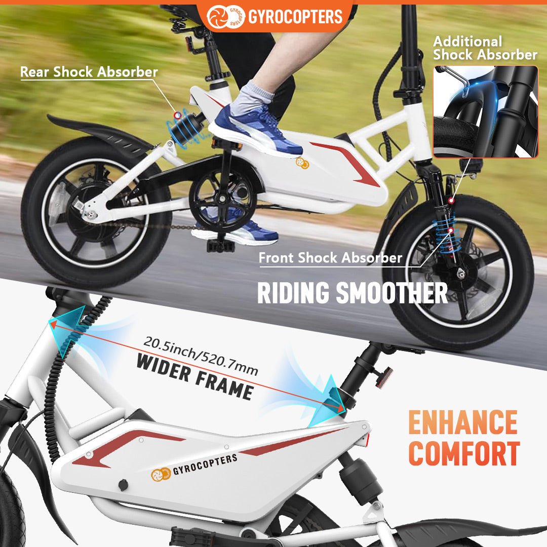 Gyrocopters Frost Electric Bike for Adults & Teens | UL2849 Safe Folding Ebike | 350W Brushless Motor | 14inch Tire Compact Bike | Speed upto 25 km/h (15.5 m/h) | 36V Battery | Long Range PAS up to 60 km (37 miles) | GPS tracker - Apparel image 8