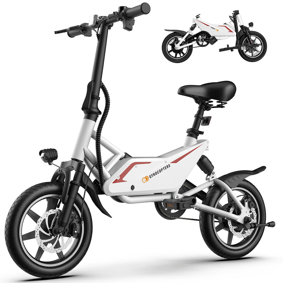 Gyrocopters Frost Electric Bike for Adults & Teens | UL2849 Safe Folding Ebike | 350W Brushless Motor | 14inch Tire Compact Bike | Speed upto 25 km/h (15.5 m/h) | 36V Battery | Long Range PAS up to 60 km (37 miles) | GPS tracker - Apparel image 1