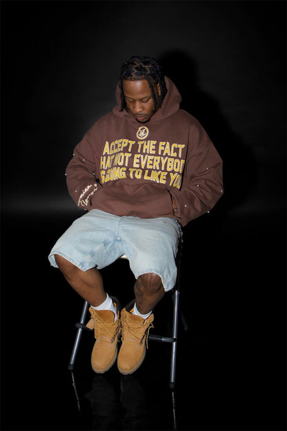 BROWN "ACCEPT THE FACT" HOODIE - Apparel image 3